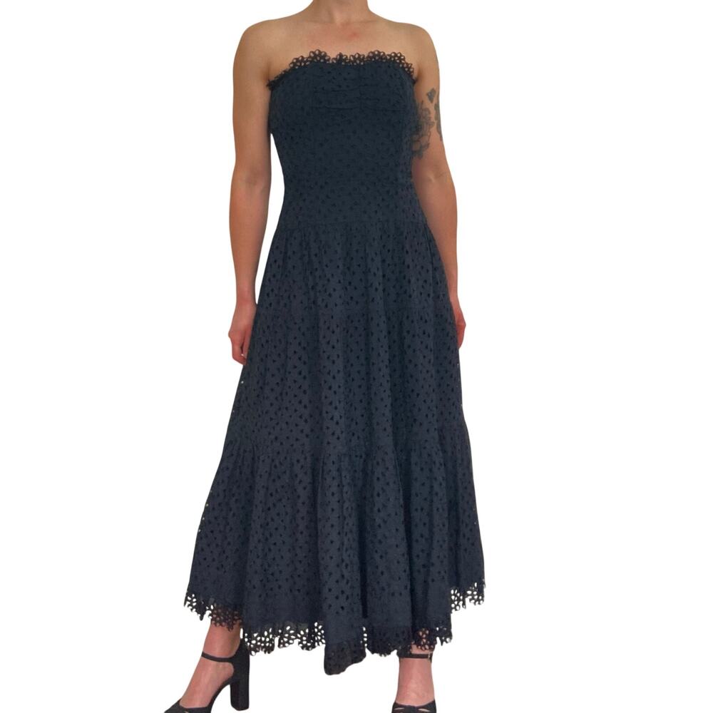 Vintage 1950s Wardell Black Eyelet Party Dress